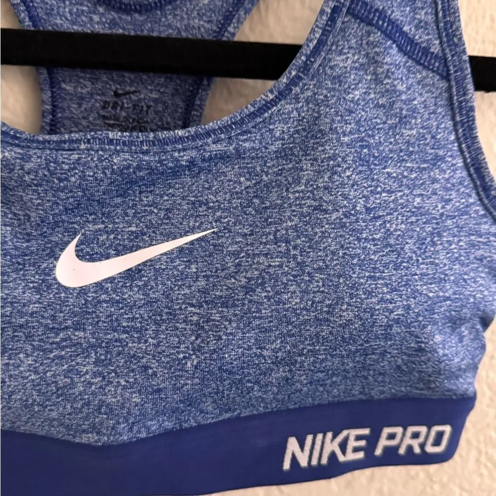 Nike Pro Blue Racerback Sports Bra with Moisture-Wicking Fabric